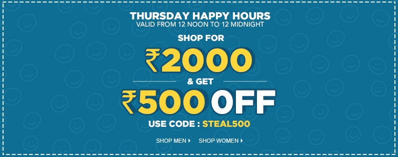 India Desire : Get Rs. 500 Off On Rs. 2000 Between 12 Pm To 12 Am Today And Extra 15% Cashback Using Mobikwik At Jabong Use Promo STEAL500